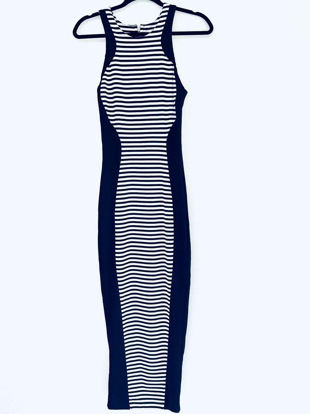 Torn By Ronny Kobo Maxi Sleeveless Form Fitting Dress NWT Navy/White Back Zip SM